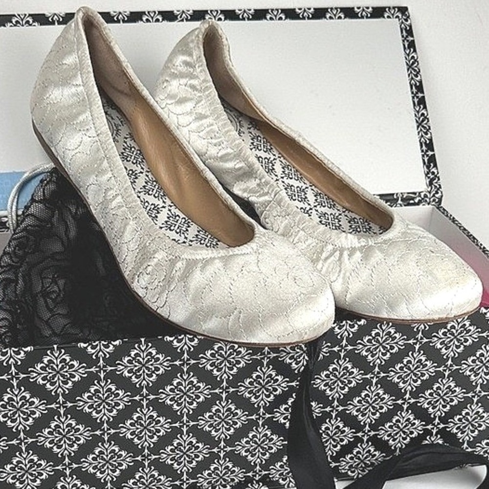 Hey Lady Smitten Ballet Flats Women's 7 Antique Silver Quilted Leather Bridal - Picture 8 of 16